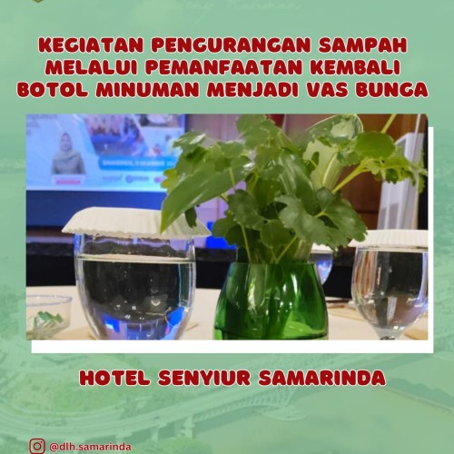 kegiatan pengurangan sampah memalui pemanfaatan kembali botol minuman menjadi vas bunga
