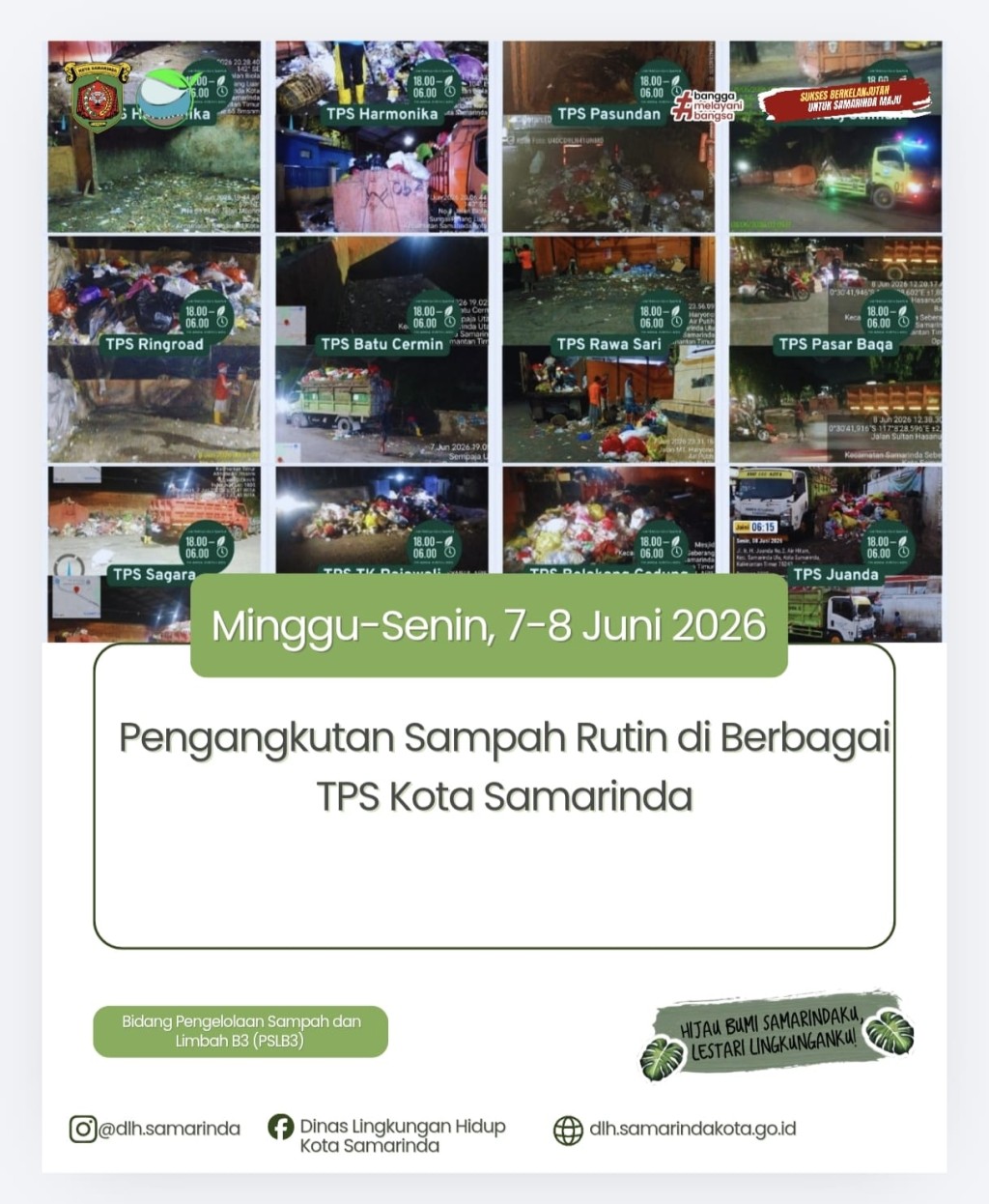 Kegiatan pengangkutan dan penanganan sampah di Berbagai TPS Kota Samarinda.