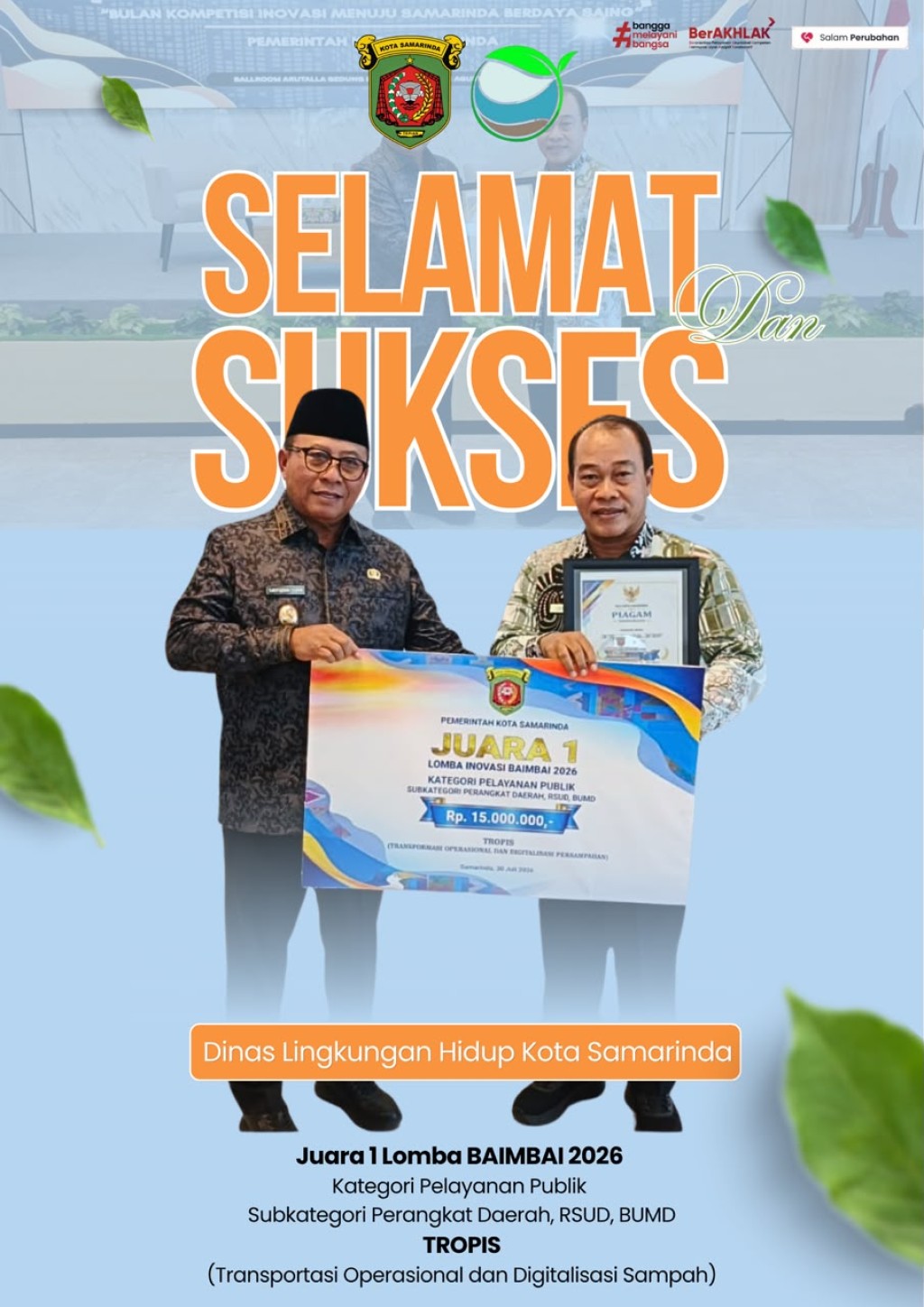 🏆 DLH Kota Samarinda Raih Juara 1 Lomba Inovasi BAIMBAI 2026