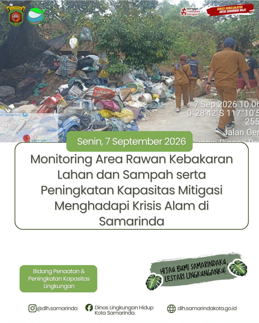 Monitoring dan tindakan penanganan pembakaran sampah di Jl Perintis Gang Salak, Kelurahan Mugirejo dan Gang Al Haq Kelurahan Mugirejo